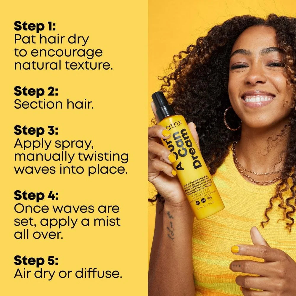 MATRIX A Curl Can Dream Scrunch N' Go Defining Spray for Definition on Waves and Curls 250ml